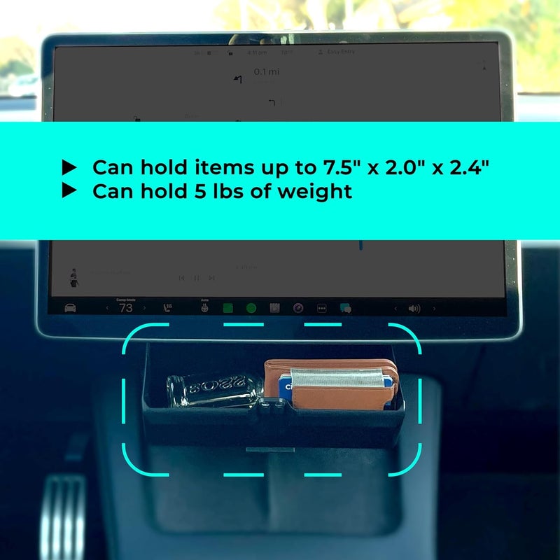 DockCharged Store Tesla Sunglass Holder for Tesla Model 3 and Model Y with Extra Under Screen Storage - Hidden Tesla Center Console Organizer - Tesla Model Y Accessories - Tesla Model 3 Accessories - Image 5